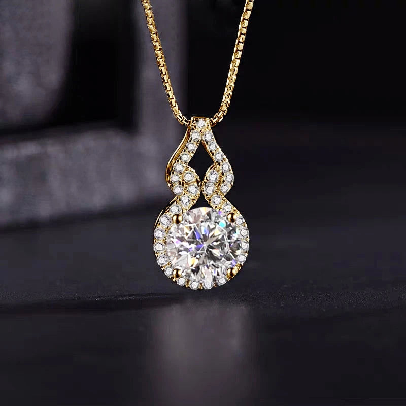 2025 Trendy Gourd Shaped Pendant Necklace Moissanite 3CT 2CT 1CT for Women 925 Silver Adjustable Chain D Color Lab Diamond Jewel