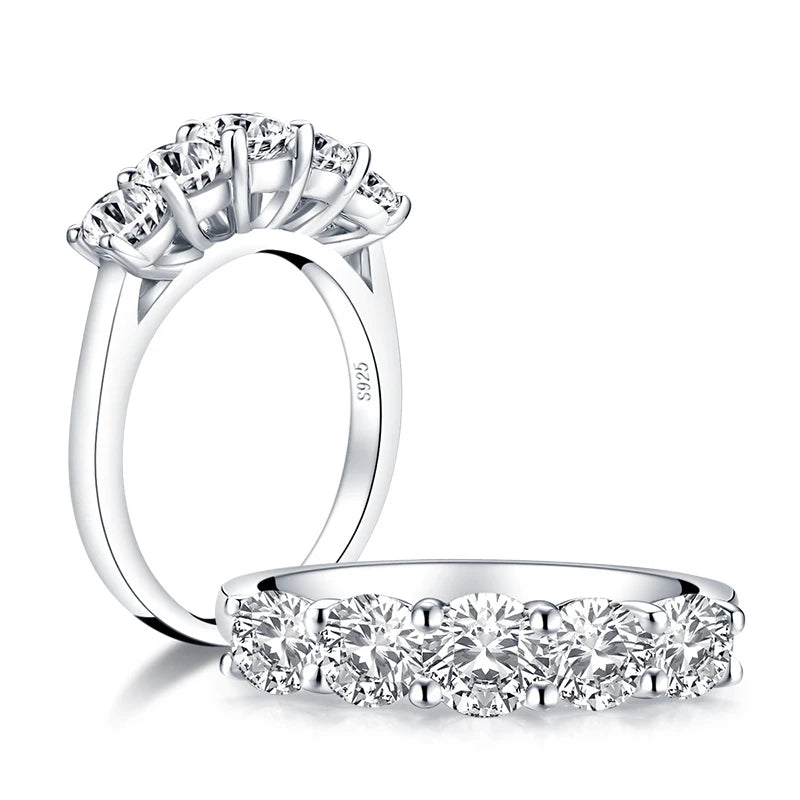 100% Real Silver 925 Full Eternity Ring for Women Simulated Diamond Engagement Wedding Band Finger Rings Cubic Zirconia Jewelry