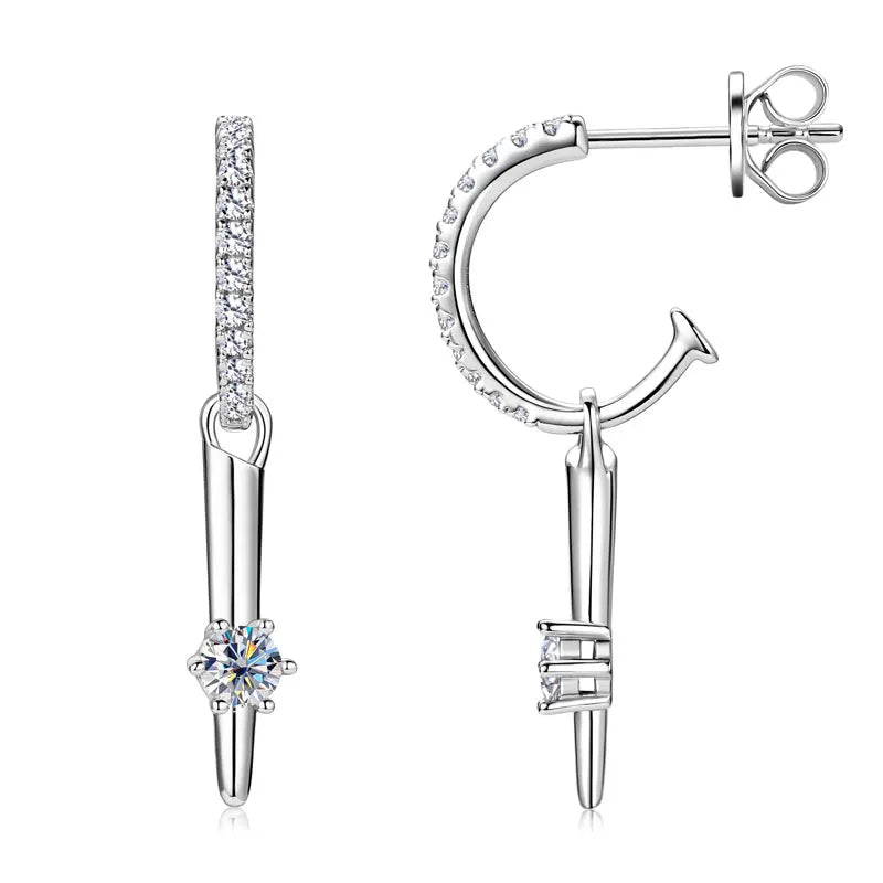 925 sterling silver moissanite stud earrings Fashion women's half-open hoop drop earrings dual use jewelry original 2025