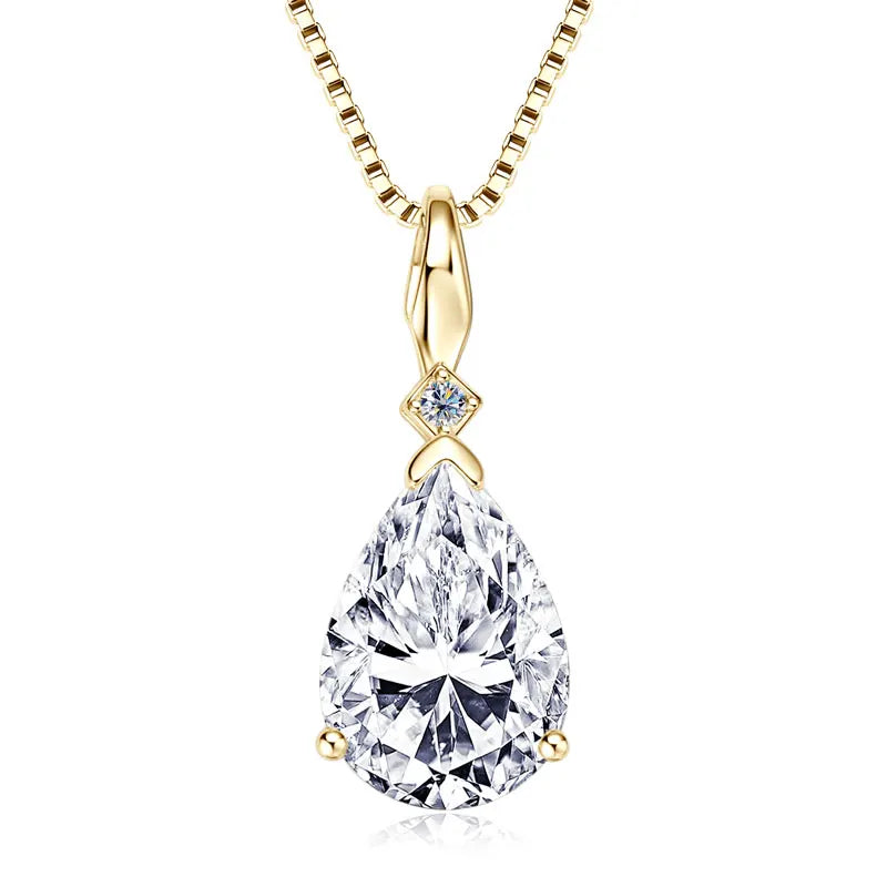 4CT 2CT 1.5CT Pear Cut D Waterdrop Moissanite Pendant Necklace for Women 925 Silver Adjustable Chain Luxury Jewelry Gift