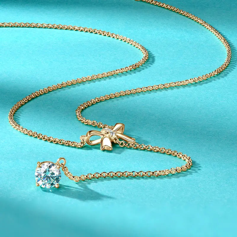 6.5mm 1ct Moissanite Pendant Y Shaped Butterfly Necklace for Women 925 Silver Adjustable Chain Necklaces 2025 Jewelry Gift