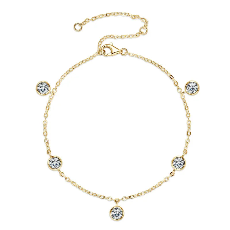 2025 New 4mm Bezel Moissanite Bracelet 925 Silver Adjustable Chain Fashion Bracelets for Women Hand Jewelry Valentine Gift