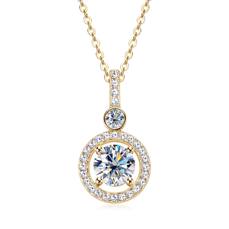925 Sterling Silver Pendant Necklace Moissanite 6.5mm 1.33CTW. Round Cut Birthday Party Valentine Day Gift Women Jewelry