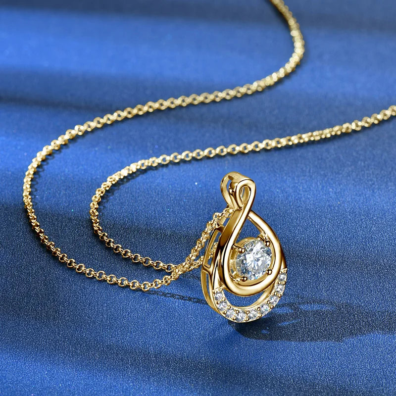 2025 1.0 carat 6.5mm Moissanite Infinity Pendant Necklace Adjustable 925 Silver Chain for Women Fine Jewelry Gift Birthday