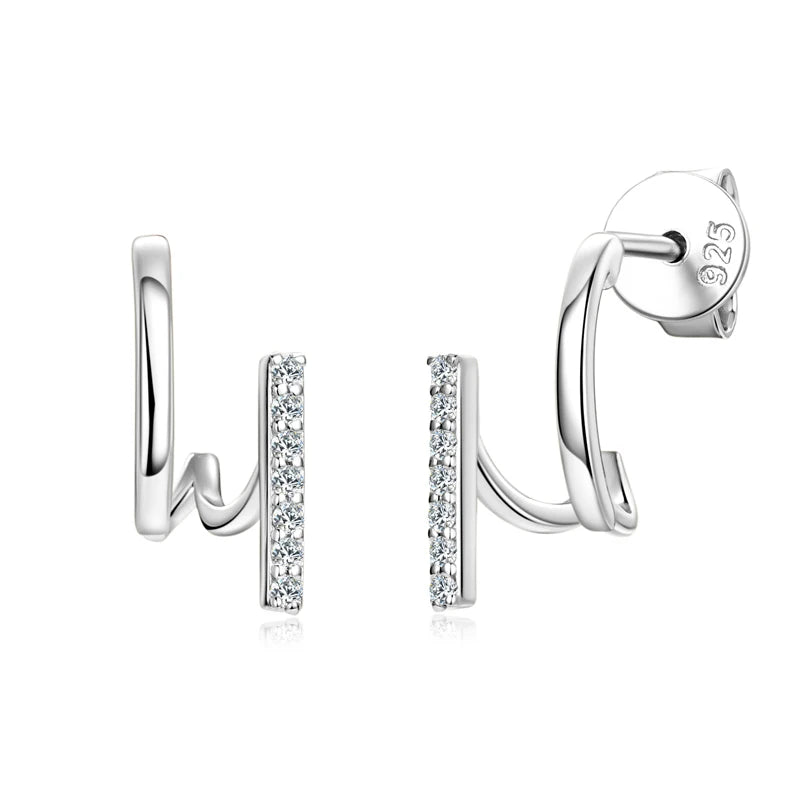 Niche Luxurious Irregular Earrings for Women Moissanite Diamond U-shaped Ear Cuff Stud Earrring 925 Sterling Silver Korean