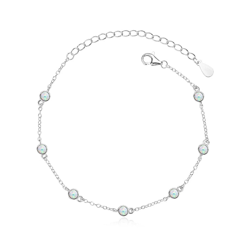 3mm Bezel Opal Bracelet 2024 Trendy 925 Silver Adjustable Chain Full of Stars Bracelet for Women Girl Gift Christmas Jewel