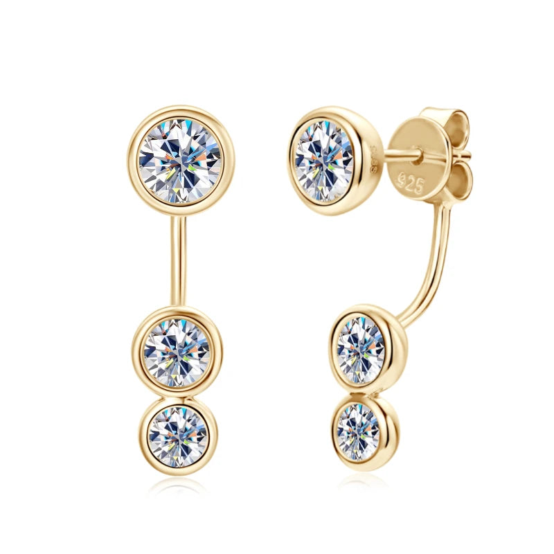 2024 Trendy Real 925 Silver D Moissanite Drop Earrings Piercing Stud Earrings Jacket Certified Jewelry for Women Gift GRA