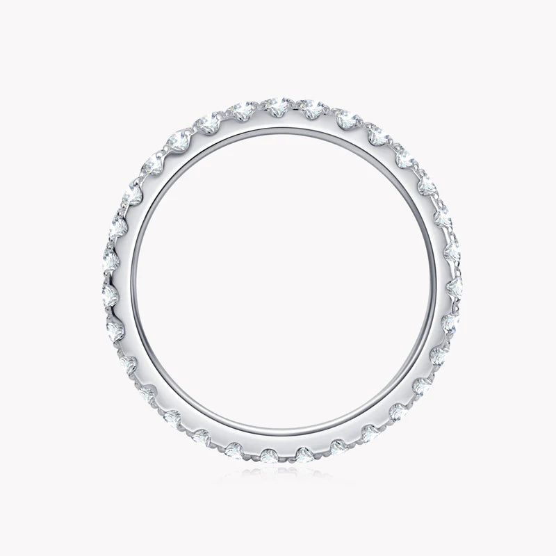 Classic Stackable Rings 925 Sterling Silver 2mm D Moissanite Eternity Band Wedding Engagement Ring for Women Fine Jewelry