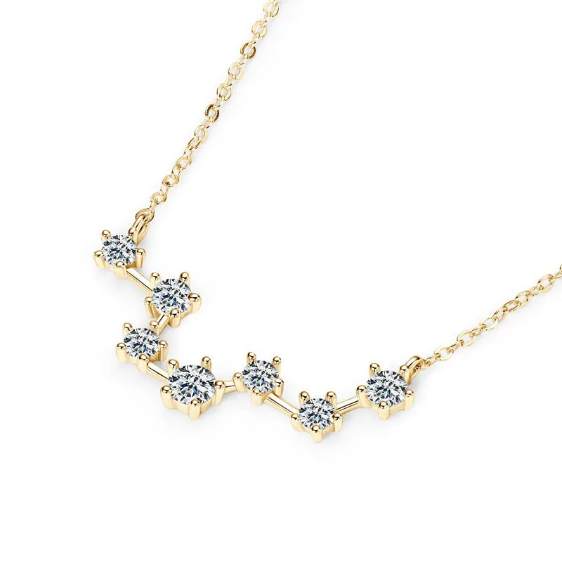 The Big Dipper Necklace Star D Moissasnite Pendant for Women Real S925 Silver Adjustable Chain Wedding Charm Jewelry Gift