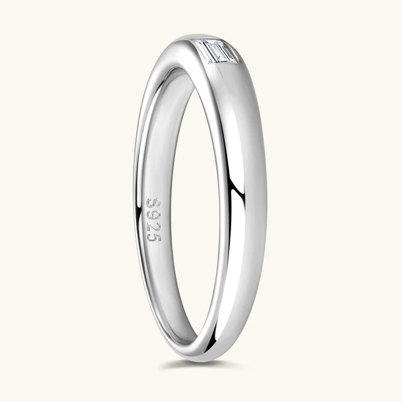 18k Gold Plated 925 Silver Engagement Wedding Ring for Women Moissanite 0.2ct D Color Emerald Cut Rectangle Promise Band Jewelry
