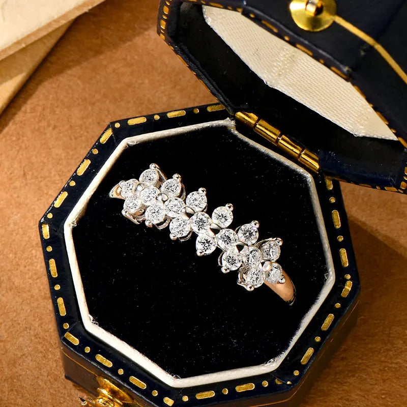 Fashion 2mm D All Moissanite Rings for Women 925 Silver Flower Eternity Ring Bands Daily Wear Finger Jewelry Gifts 2025