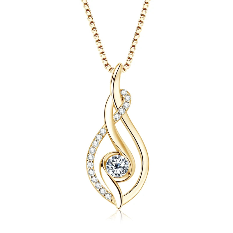 Real D0.43CT Moissanite Twist Pendant Infinity Necklace Silver 925 Sterling for Women Jewelry Wedding Party Birthday Gifts
