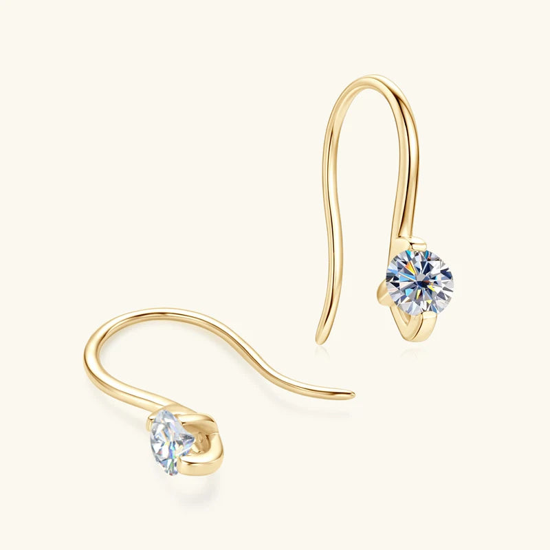 2024 4mm Round Moissanite Drop Hook Earrings 100% 925 Silver for Women Fine Jewelry Original with GRA Certificate Original