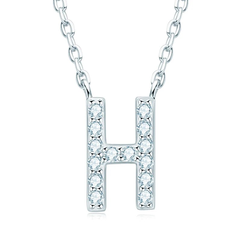 Initial Moissanite 26 Letter Pendant Necklace for Women Men Real Silver 925 Name Pendant Fine Jewelry Valentine's Day Gift