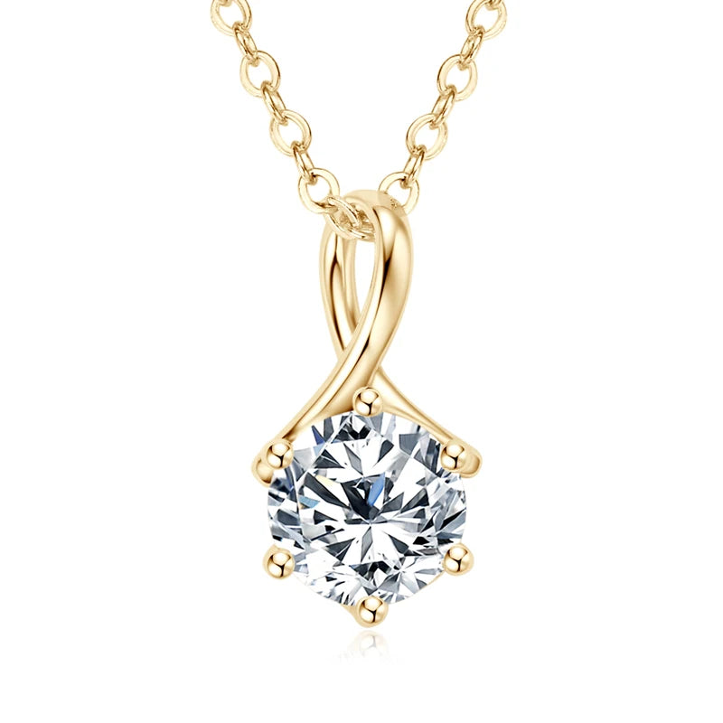 100% 925 Silver 1 Carat Moissanite Drop Pendant Infinity Necklace Certified Jewelry Gift for Women Birthday Anniversary