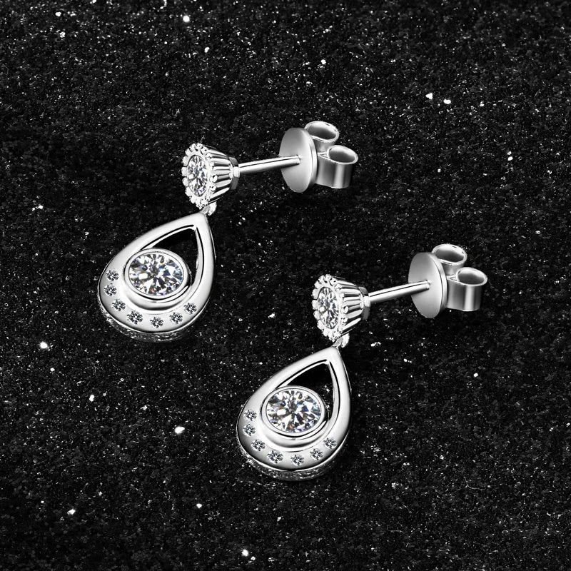 4mm&3mm D Moissanite Drop Earrings Studs Real 925 Silver for Women Classic Waterdrop Earrings Wedding Party Jewelry Gifts