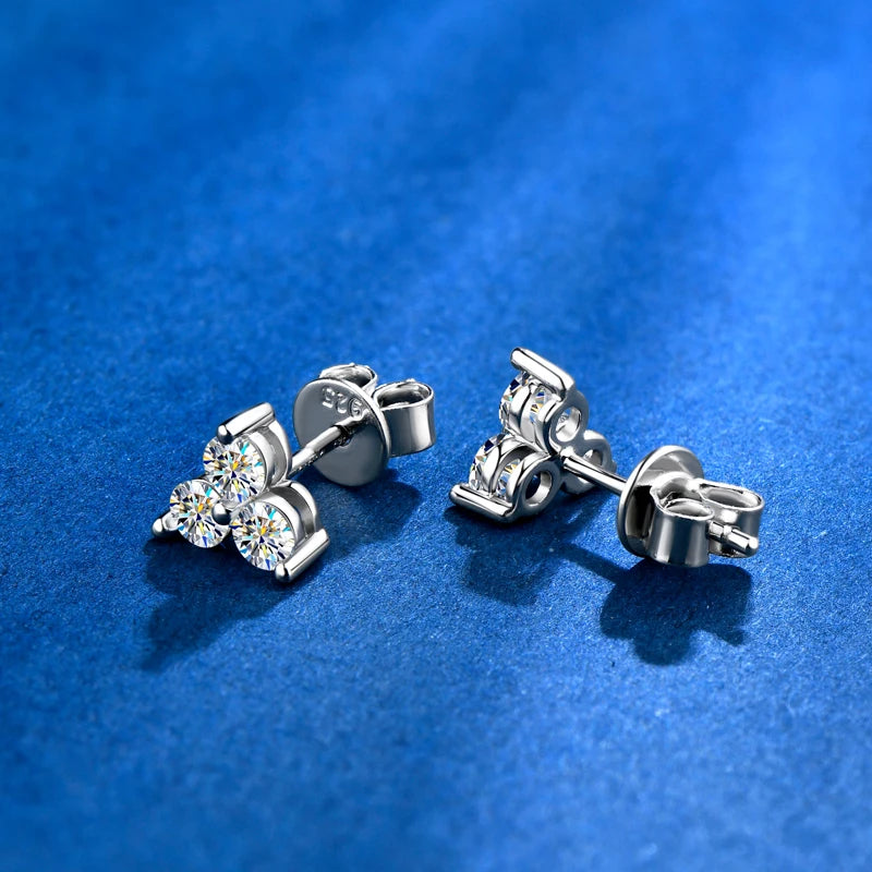 Mini Needles Stud Earrings 925 Sterling Silver for Women with D Color Moissanite Lovely Piercing Jewelry with Certificate