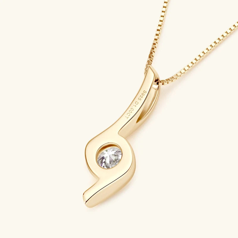 Real 1.0Carat Moissanite Twist Necklaces for Woman 100% 925 Silver Drop Pendant GRA Certified Trendy Fine Jewelry Gifts