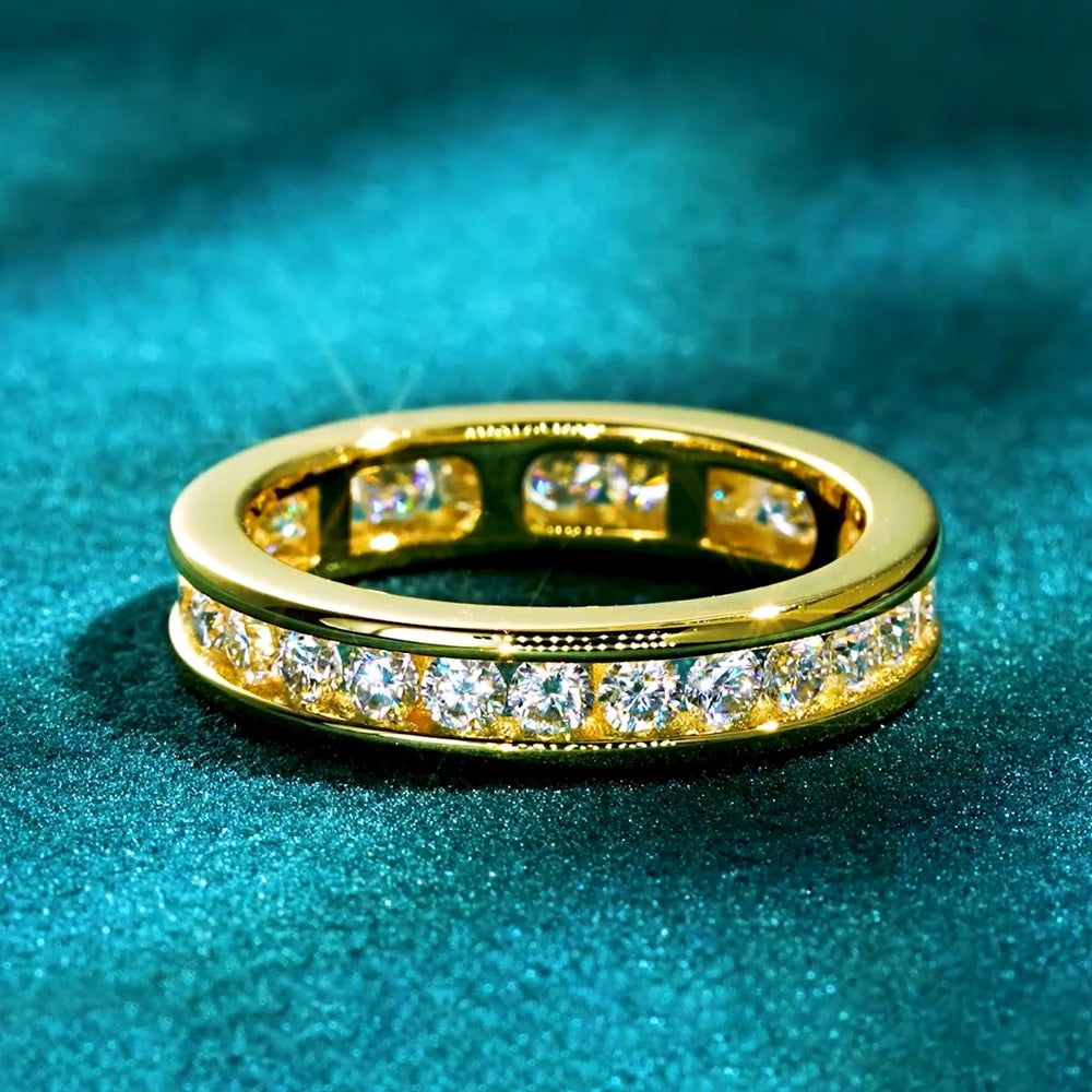 2.5mm Full Eternity Band Moissanite Ring Real 925 Sliver for Women Trendy Wedding Engagement Finger Rings GRA Certified