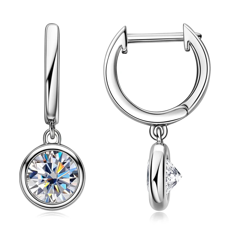 2023 Trend Women's Gold Hoop Earrings Genuine 925 Silver 1CT 2CT Moissanite Drop Earring Wedding Jewelry With Certificate