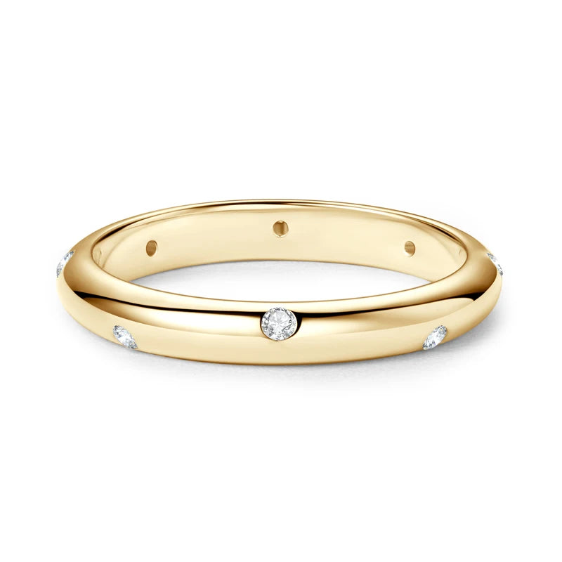 925 Sterling Silver Ring 18k Gold Plated D Color Round Moissanite Ring Promise Bands for Women Daily Jewelry Certificate