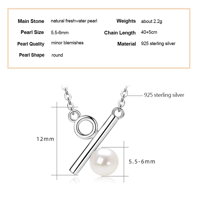 S925 Silver Percentage % Pendant Necklace 5.5-6mm Natural Freshwater Pearl Necklaces For Women Fine Jewelry 2025 Trend