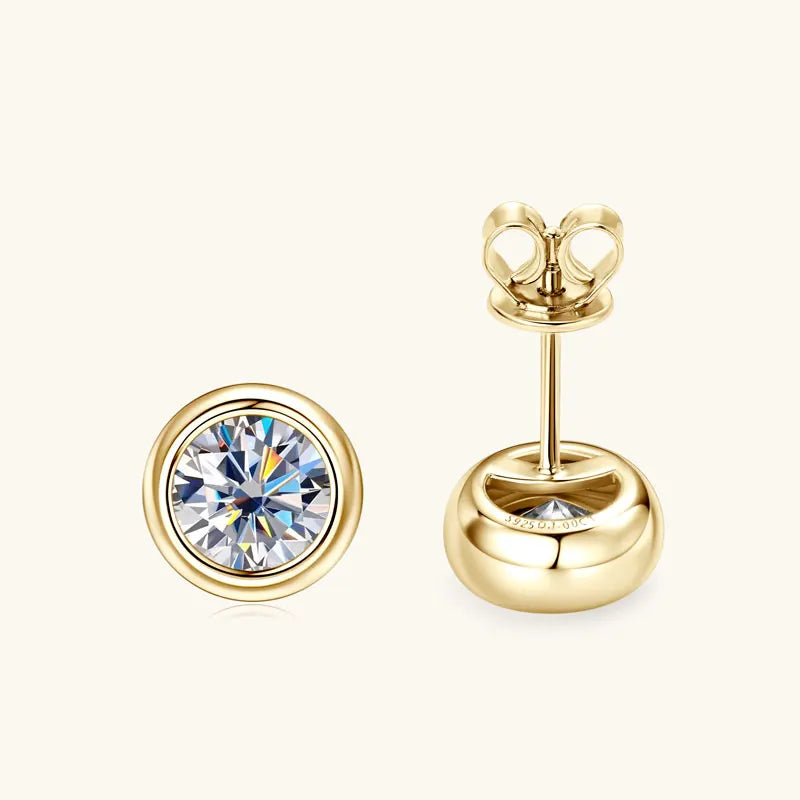 Bezel 5mm 6.5mm 1CT D Color Moissanite Earrings 925 Sterling Silver Plated K Gold Earrings for Men Women Gift Valentine's