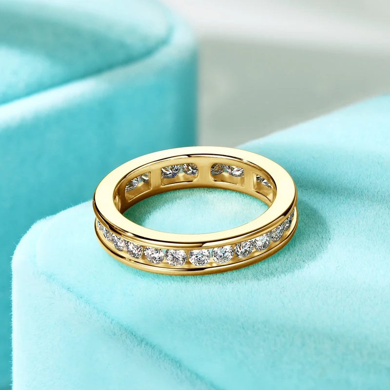 100% 925 Sliver 2.5mm D Moissanite Full Eternity Ring for Women 2025 Trendy Finger Jewelry Wedding Engagement Rings Band