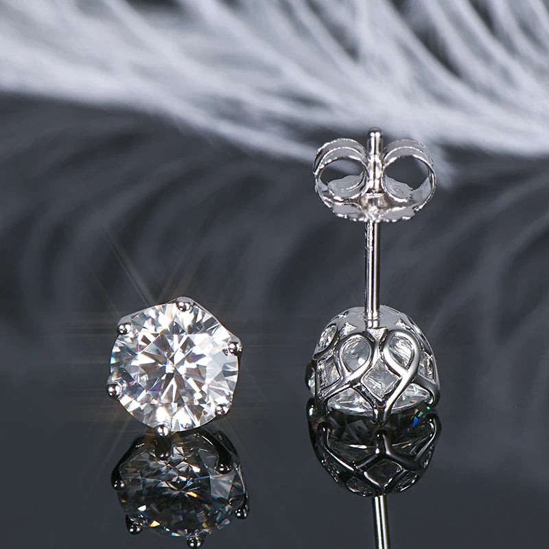 3mm-6.5mm 1ct D Color Moissanite Stud Earrings 925 Silver Piercing Ear Push Back Women Men Fine Jewelry & Certificate GRA