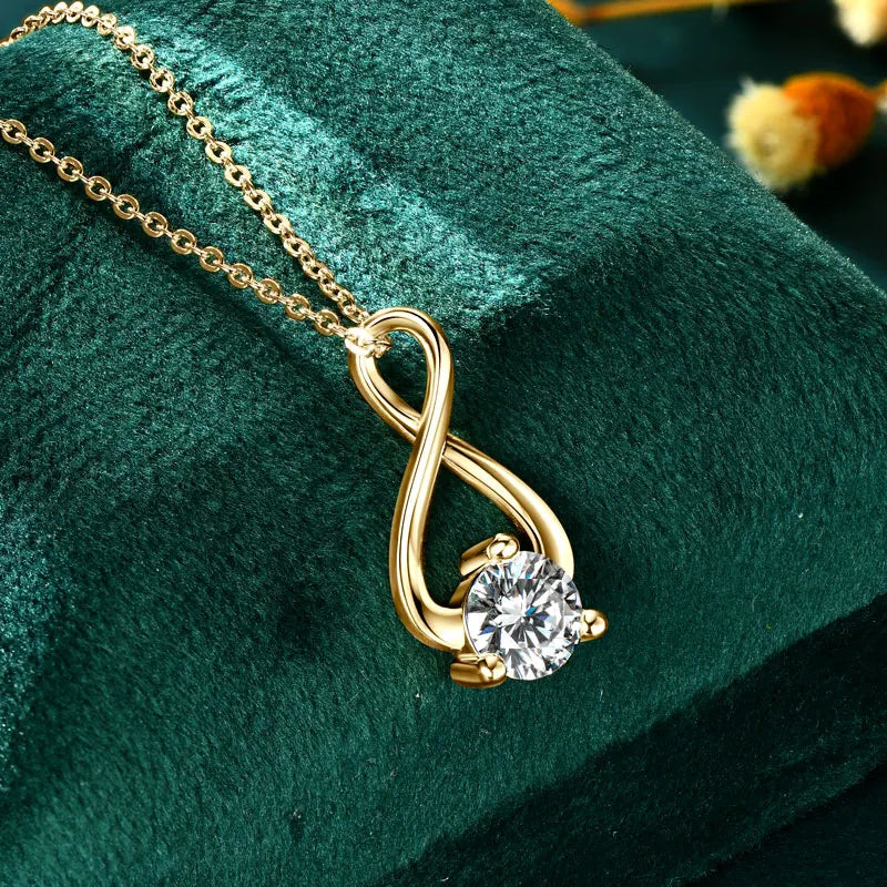 6.5mm 1ct D Moissanite Infinity Pendant Necklace for Women Silver 925 Adjustable Chain 8mm 2ct Lab Diamond Infinite Charm Gifts