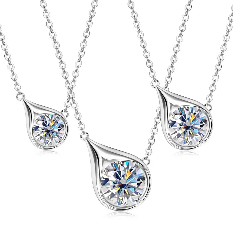 3CT 2CT 1CT D Moissanite Solitaire Pendant Necklace for Women 925 Silver Adjustable Chain 6.5mm/8mm/9mm Lab Diamond Jewelry Gift