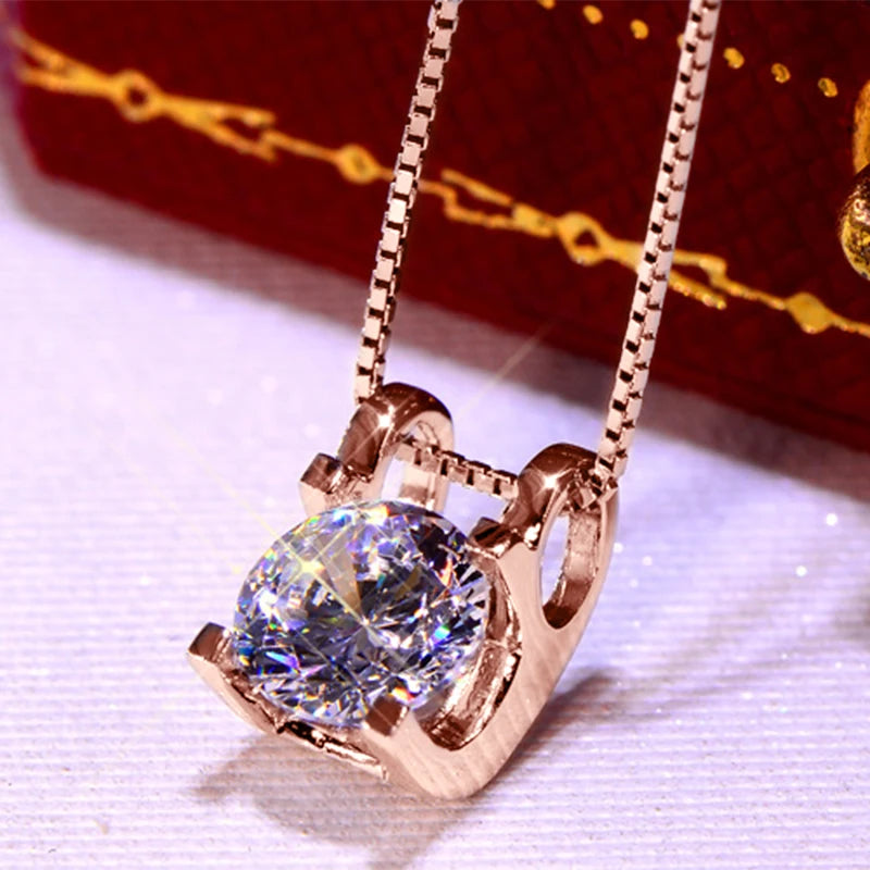 Sparking D0.5CT D Color Moissanite Diamond Pendant Necklace Original Solid Silver 925 Jewelry Women Friend Gift Certified