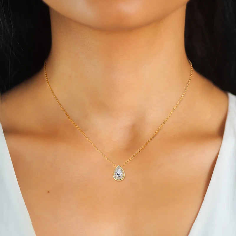2025 2CT 1.5CT 1CT Pear Cut D Moissanite Waterdrop Pendant Necklace for Women 925 Silver Adjustable Chain GRA Certified Jewelry