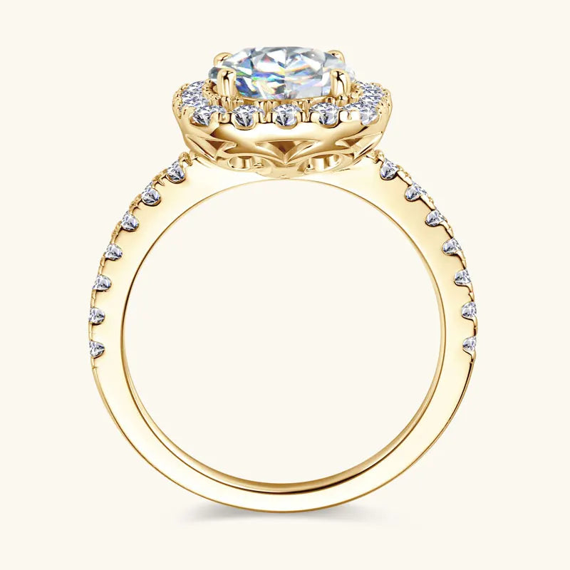 Real 2CT 8mm Round Moissanite Square Ring 925 Sterling Silver Luxury Brilliant Diamond Wedding Finger Rings Band For Women