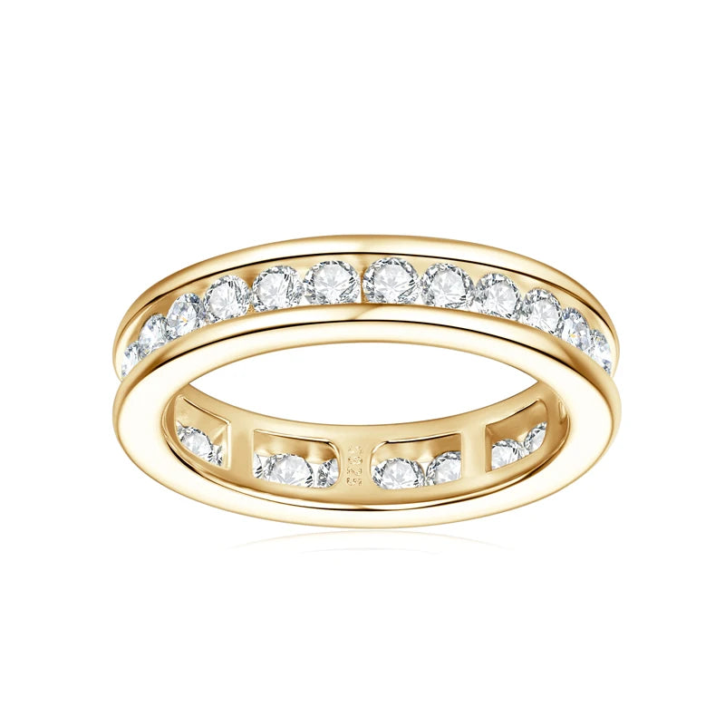 100% 925 Sliver 2.5mm D Moissanite Full Eternity Ring for Women 2025 Trendy Finger Jewelry Wedding Engagement Rings Band