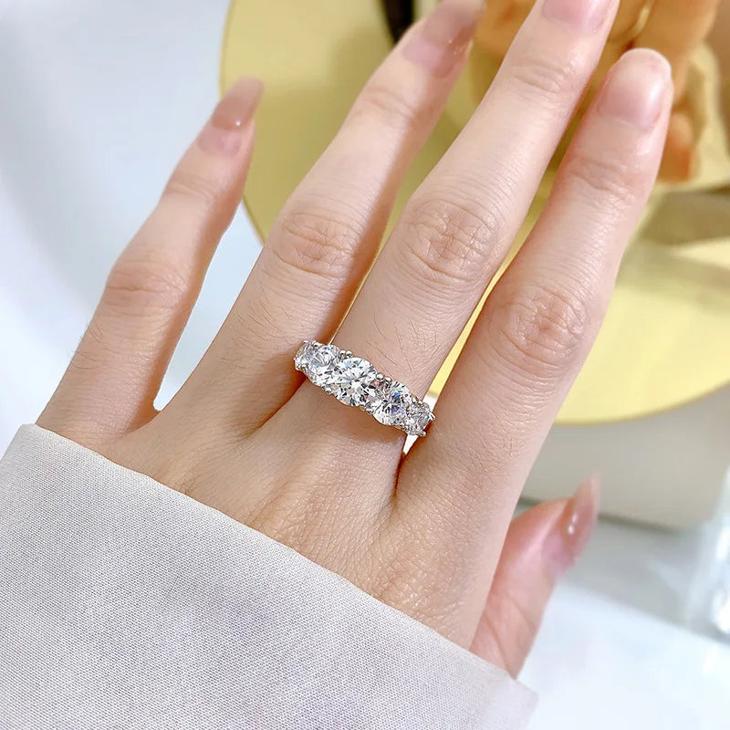 3.60CTW All Moissanite Diamond Ring Sparking D Color 5 Stones Wedding Engagement Band For Women 925 Silver Promise Jewelry