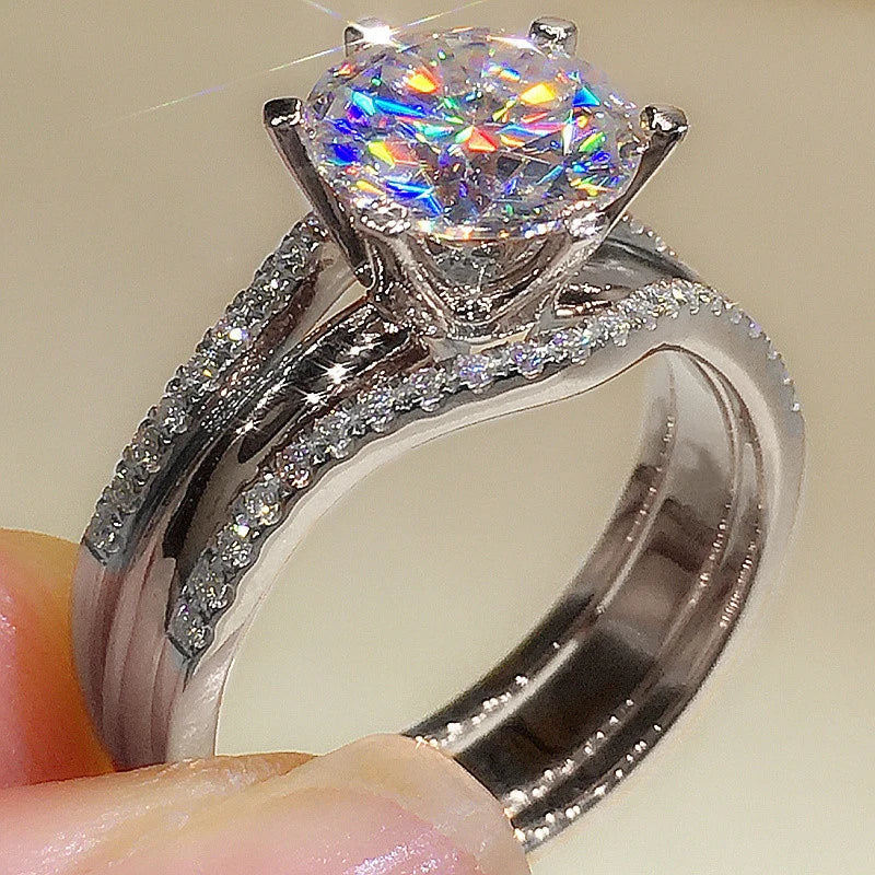 Bridal Sets for Women Gold Color 3.0CT Moissainte Wedding Rings Classic 2ct Designed Promise Band Engagement Jewelry Gifts