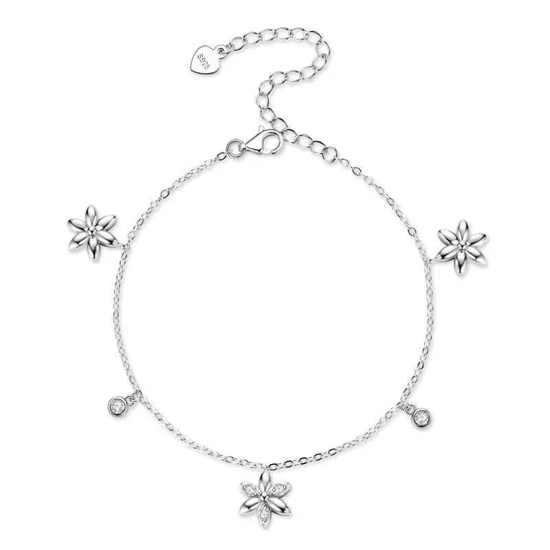 2024 Trendy Moissanite Flower Bracelet Real 925 Silver 18k Gold Plated Adjustable Chain Bracelet for Women Wedding Jewelry