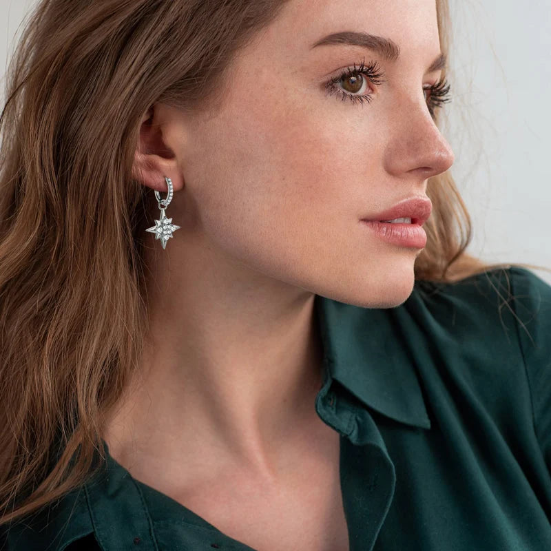 100% 925 Silver Jewelry Charm Guide Star Drop Earrings Moissanite Piercing Hoop Earrings for Women with GRA Certificate