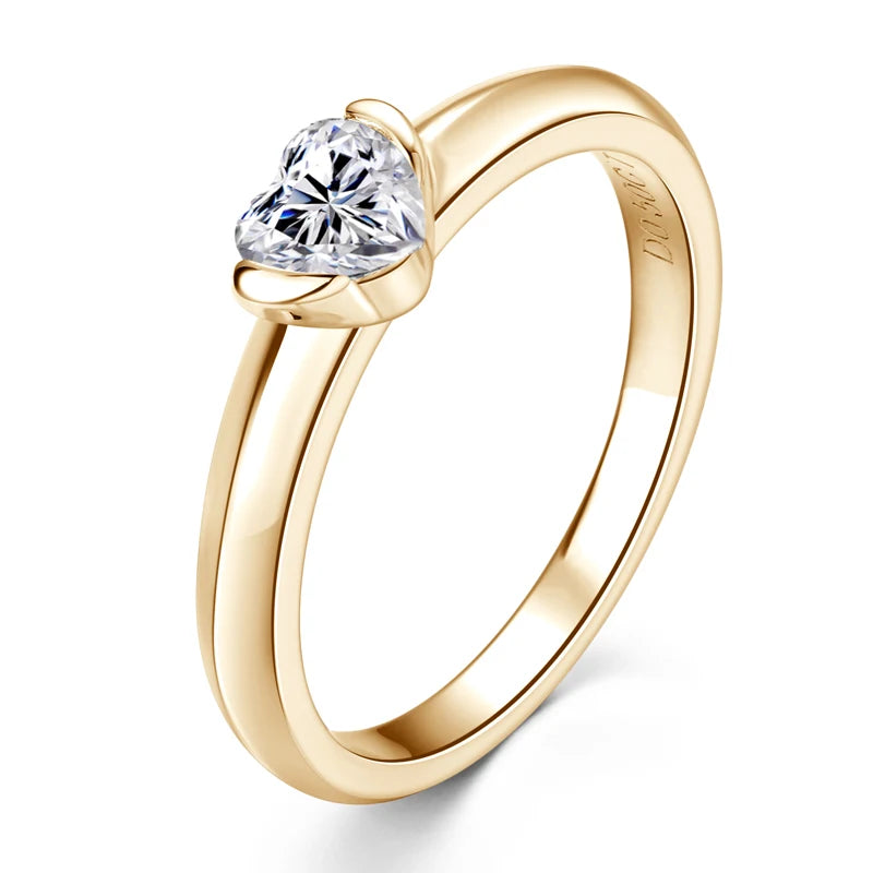 Rose Gold Color 0.5ct Heart Shaped Moissanite Solitaire Engagement Ring Silver 925 for Women Promise Wedding Bands Jewelry