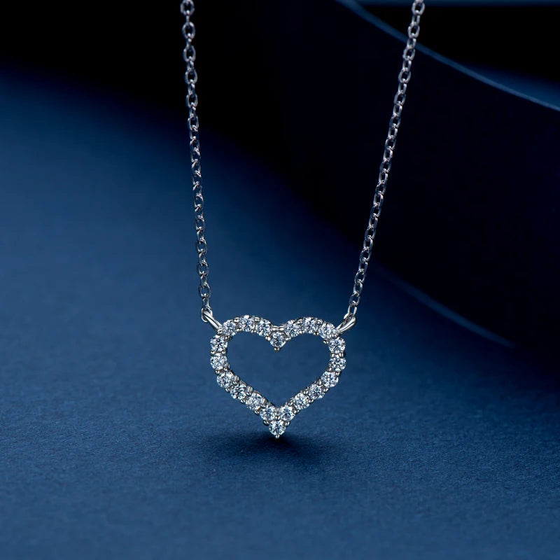 D Color Moissanite Love Heart Jewelry Sets for Women 925 Silver Stud Earrings Pendant Necklace 2 In 1 Set Anniversary Gift