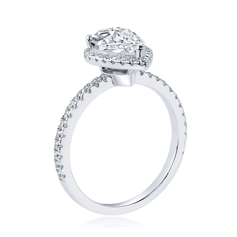 Original 925 Sterling Sliver Wedding Promise Ring 2.0 Carat Pear Cut Moissanite Ring Bands for Women Engagement Jewelry