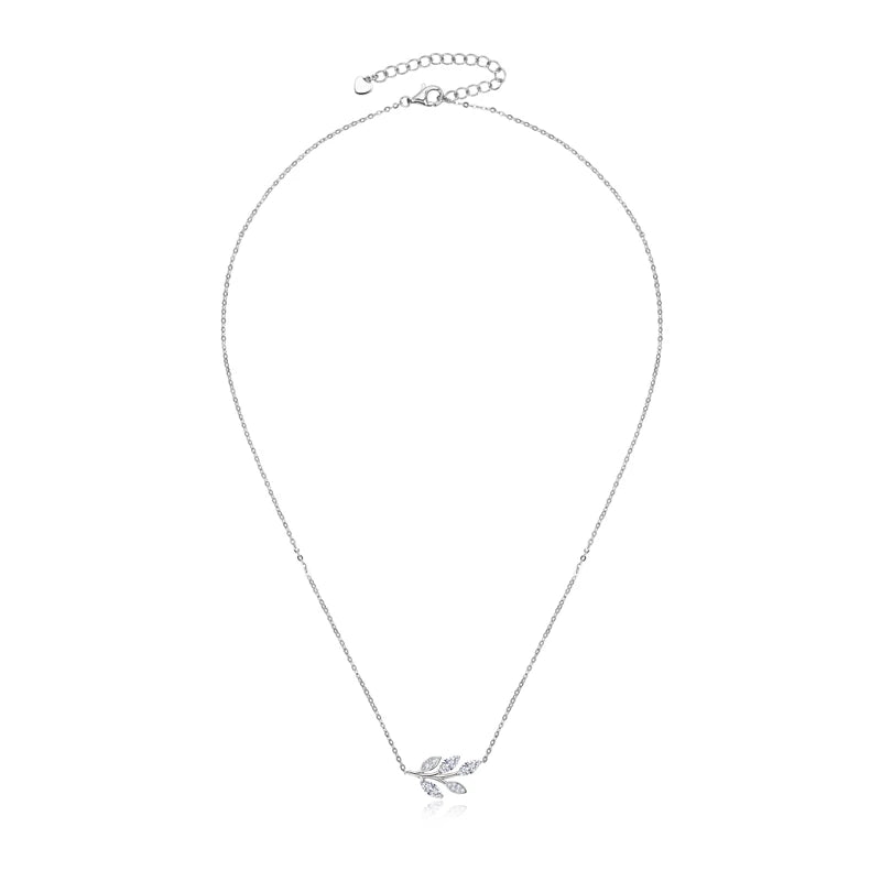 D0.90CT Marquise Cut Moissanite Leaf Pendant Necklace for Women Adjustable Chain 925 Sterling Silver Lab Diamond 40+5cm