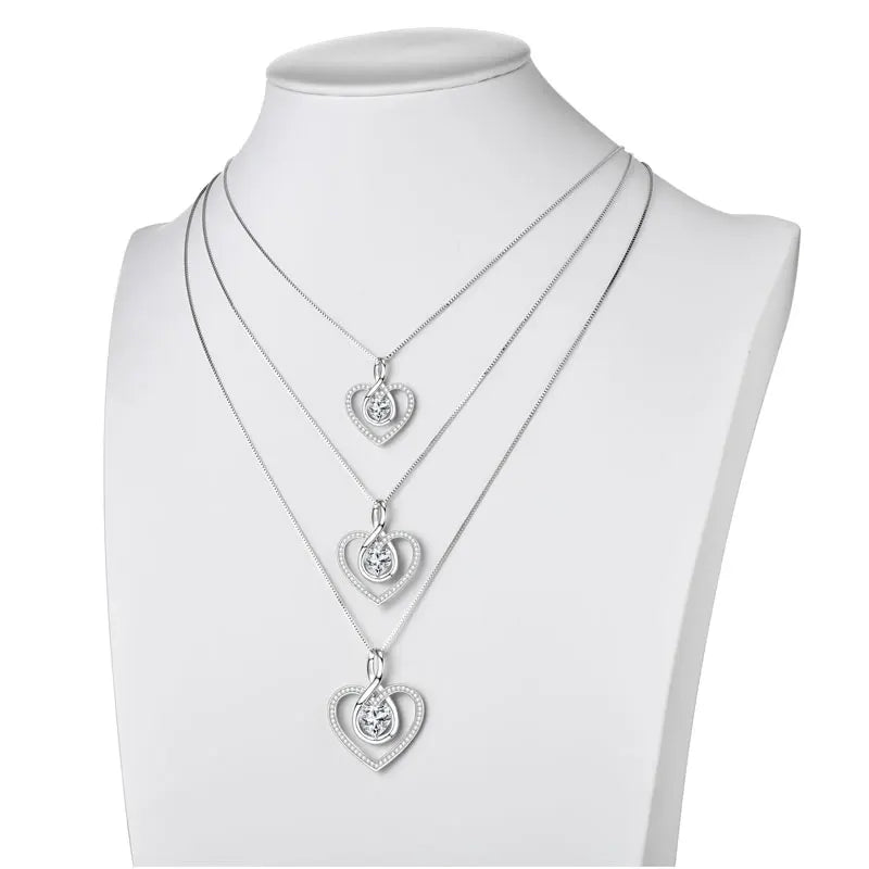 1CT 2CT 3CT Heart Cut Moissanite Pendant Necklace 925 Silver Adjustable Chain for Women GRA Certified Jewelry 2025 Gifts
