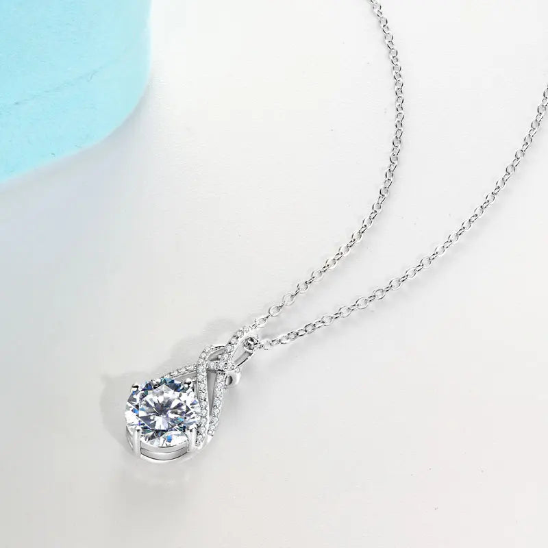 S925 Infinity Necklace 8mm 2.0CT Moissanite Pendant for Women Adjustable 925 Silver Chain GRA Certified Luxury Fine Jewelry Gift