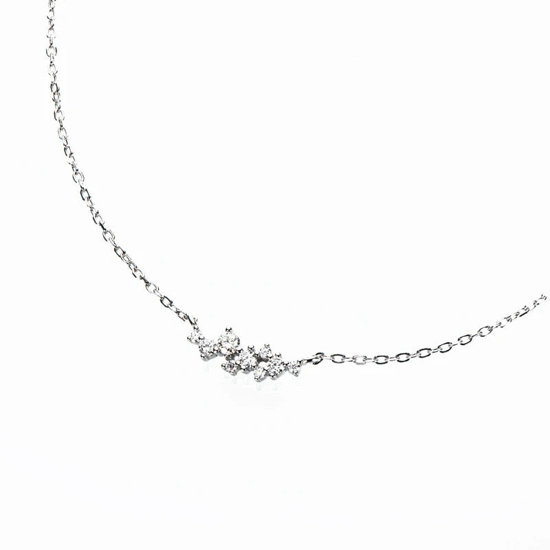 Original Silver 925 Chain One-line shape Pendant Unique Cluster Layering Real Moissanite Necklace for Women Fine Jewelry