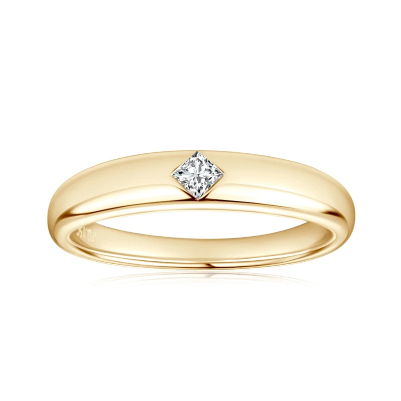 18k Gold Plated Wedding Ring 925 Silver D Color Princess Cut Square Moissanite Promise Bands for Women Certificate GRA