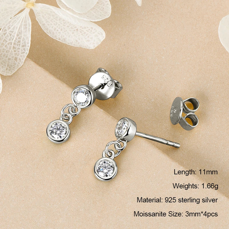 Long Tassel Star Moissanite Pendant Earrings for Women S925 Silver Chain Dangle Drop Earrings Studs GRA Certified Jewelry