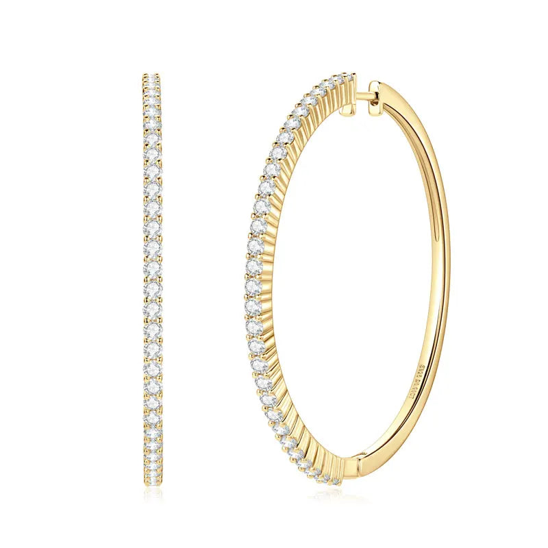 2mm Moissanite Hoop Earrings for Women 925 Silver 40mm Large Big Hoops Piercing Earrings Fashion Fine Jewelry Party Gifts