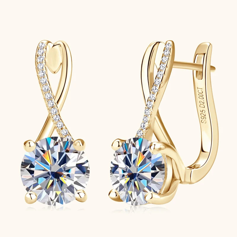Real 925 Sterling Silver Infinity Hoop Earrings for Women 4.10ctw. Moissanite Drop Earrings Luxury Wedding Jewelry Certificate